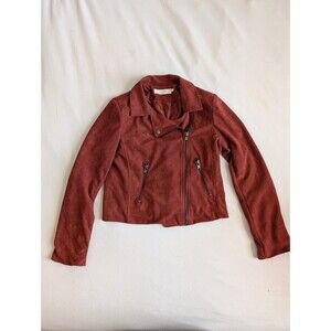 ASTR The Label Womens Jacket Medium Moto Full Zip Faux Suede Biker Rust Brown